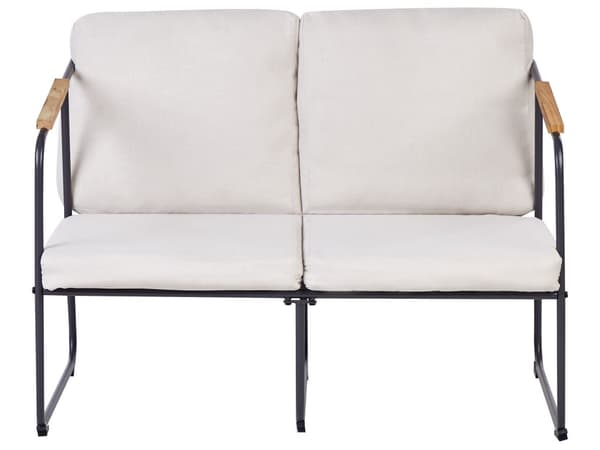 Trädgårdssoffgrupp Ljusbeige Stål Loungegrupp 4-sits med Bord Industriell Stil Trädgård Uteplats Balkong