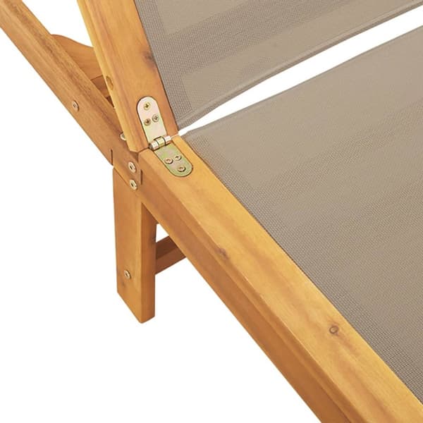 Solsäng med bord taupe massivt akaciaträ och textilene