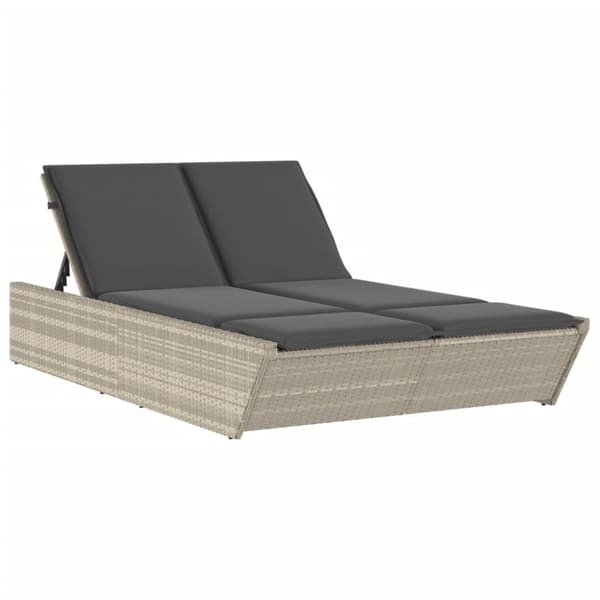 solseng med hynder polyrattan lysegrå