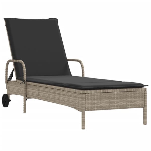 liggestole 2 stk. med hynder polyrattan lysegrå