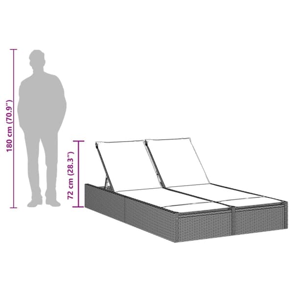 loungesofa med hynder polyrattan grå