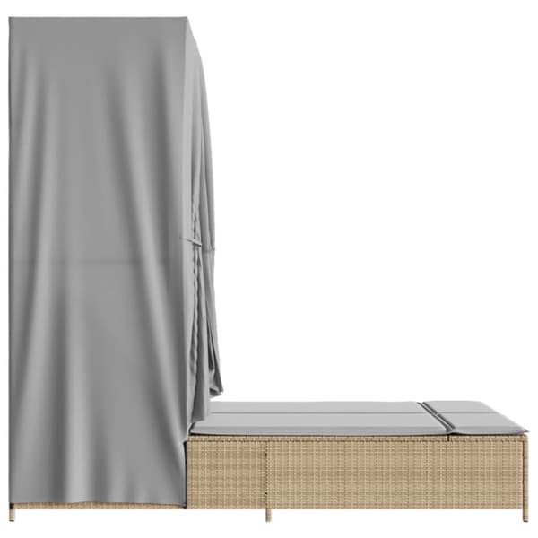 Kaksinkertainen lepotuoli katos ja verhot, beige polyrottinki