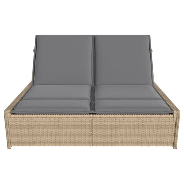 Tuplasohva tyynyillä, beige, polyrottinki
