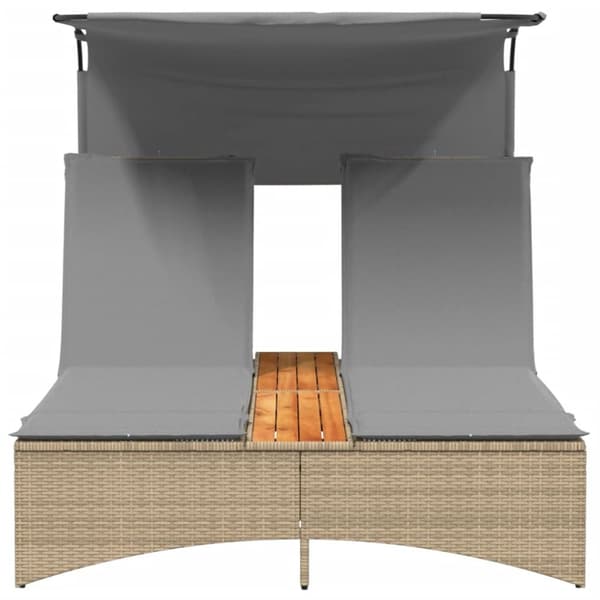 solseng med baldakin og hynder polyrattan beige
