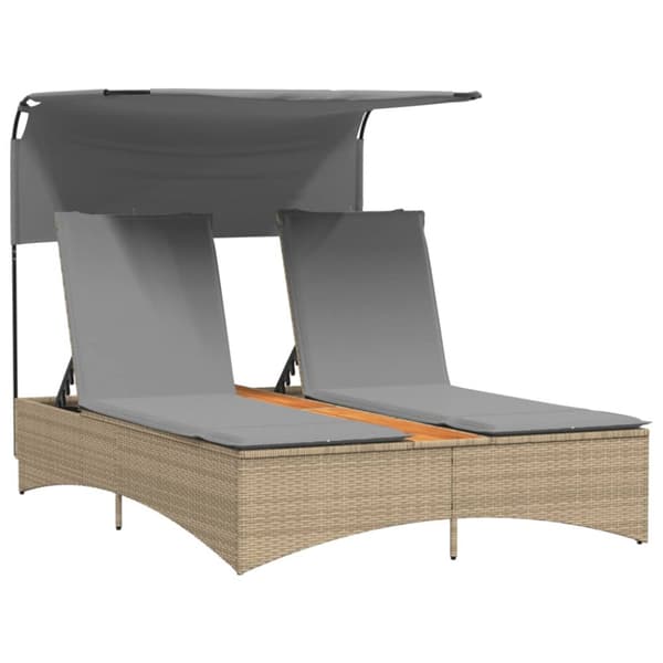 solseng med baldakin og hynder polyrattan beige