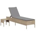Miniatyrbillede 8 af 10: liggestolesæt med hynde 3 dele polyrattan beige