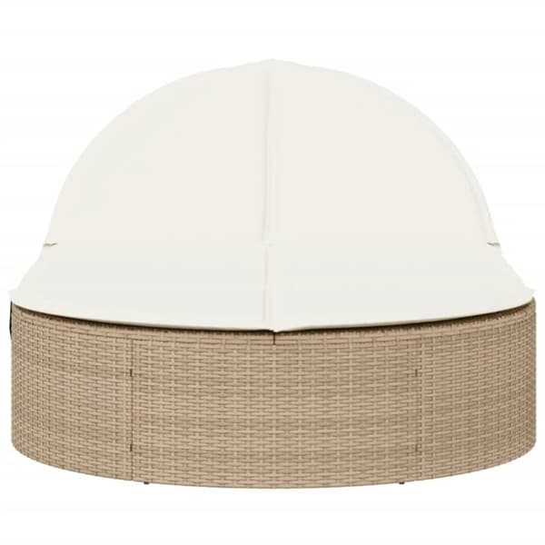 Dubbel solsäng med dynor beige konstrotting