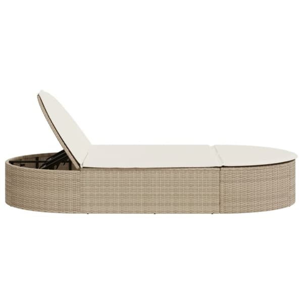 Dubbel solsäng med dynor beige konstrotting
