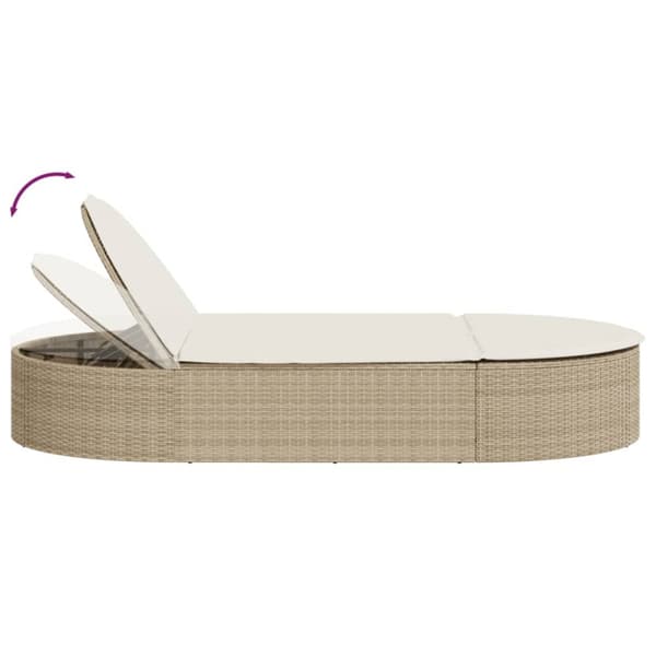 Dubbel solsäng med dynor beige konstrotting