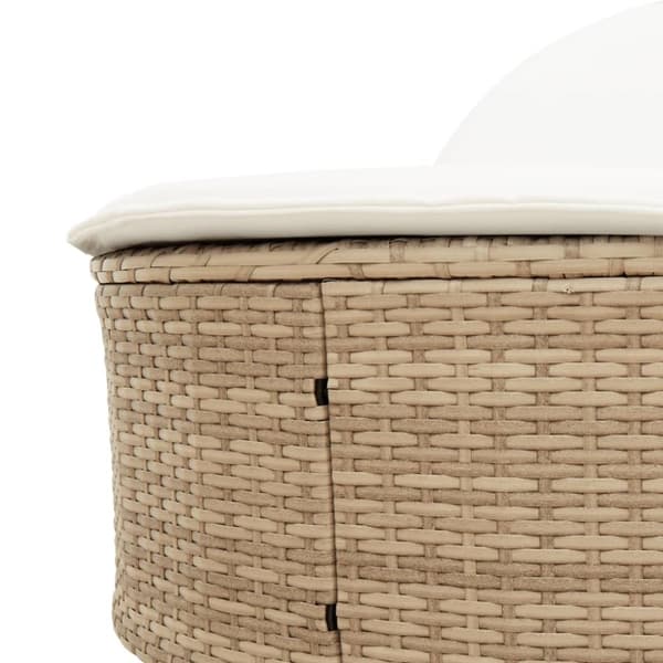 Dubbel solsäng med dynor beige konstrotting
