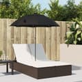 Miniatyrbillede 1 af 10: dobbelt loungesofa med hynder og parasol polyrattan brun