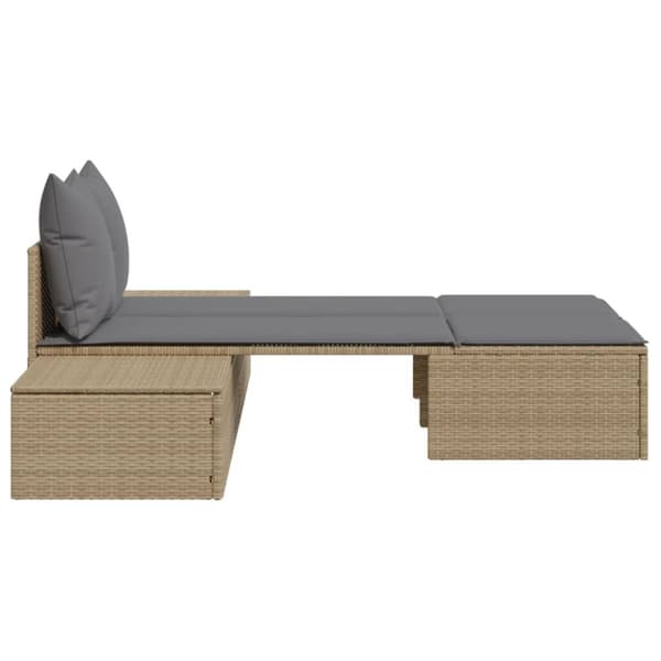 Tuplasohva tyynyillä, beige, polyrottinki
