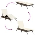 Miniatyrbillede 7 af 10: liggestole 2 stk. med bord polyrattan brun
