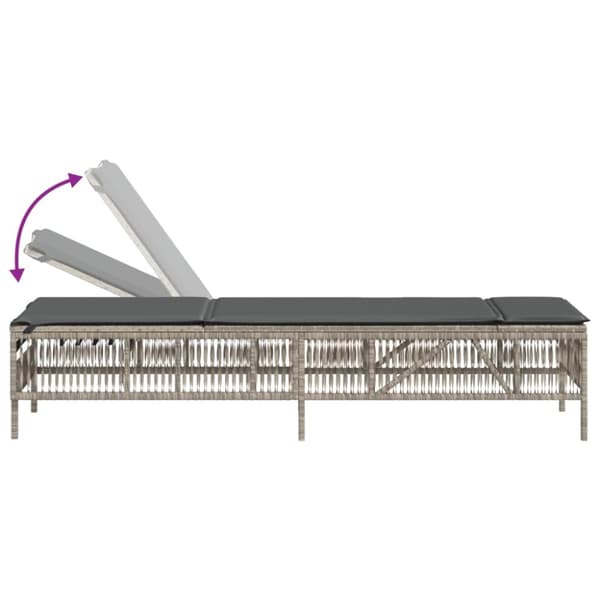 liggestole 2 stk. med bord polyrattan lysegrå