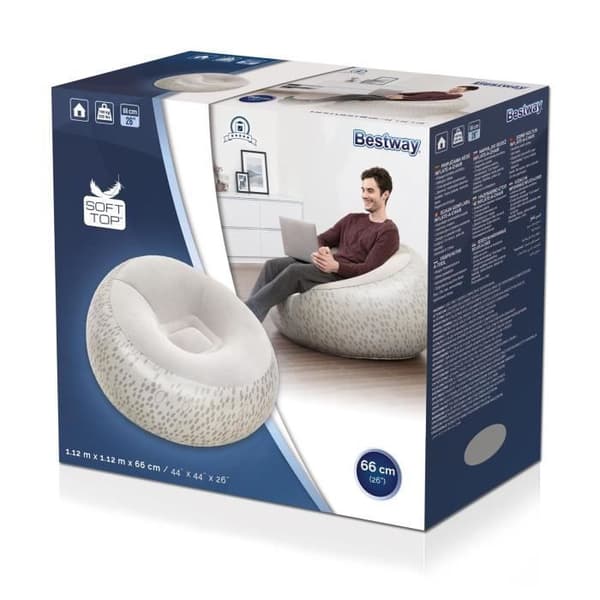 BESTWAY Rund uppblåsbar stol 122 x 66 cm, 3 olika färger