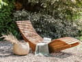 Miniatyrbillede 5 af 11: Liggestol Lyst Olieret Akacietræ 100 x 60 x 180 cm Solseng Bølget til Terrasse Altan Retro Have Tilbehør Indretning Boho Beliani Design