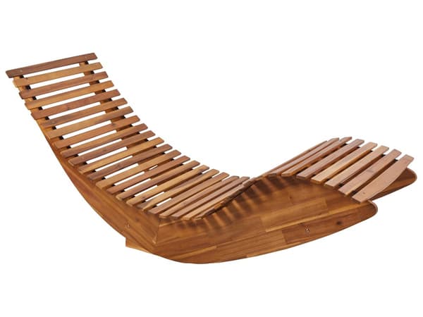 Liggestol Lyst Olieret Akacietræ 100 x 60 x 180 cm Solseng Bølget til Terrasse Altan Retro Have Tilbehør Indretning Boho Beliani Design