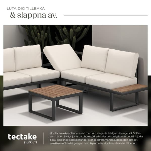 Loungeset/Loungegrupp Eliar, 4-delar, med aluminiumram - svart