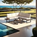 Miniatyrbild 9 av 11: Loungeset/Loungegrupp Eliar, 4-delar, med aluminiumram - svart