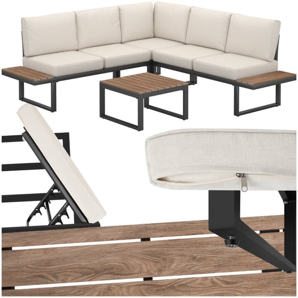 Loungeset/Loungegrupp Eliar, 4-delar, med aluminiumram - svart