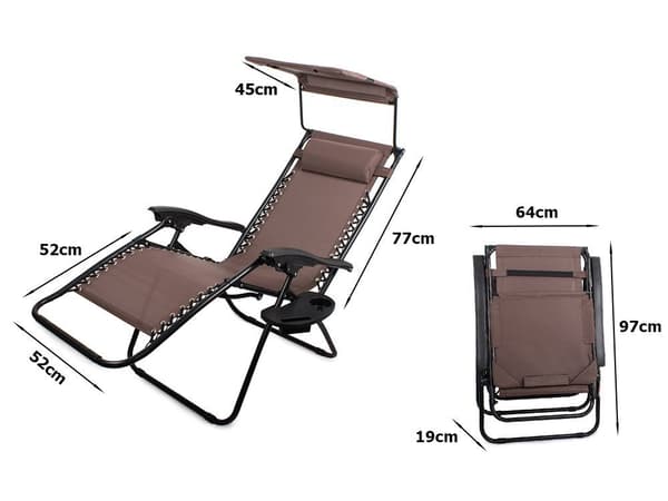 Solstol med Tak / Strandstol - Hopfällbar