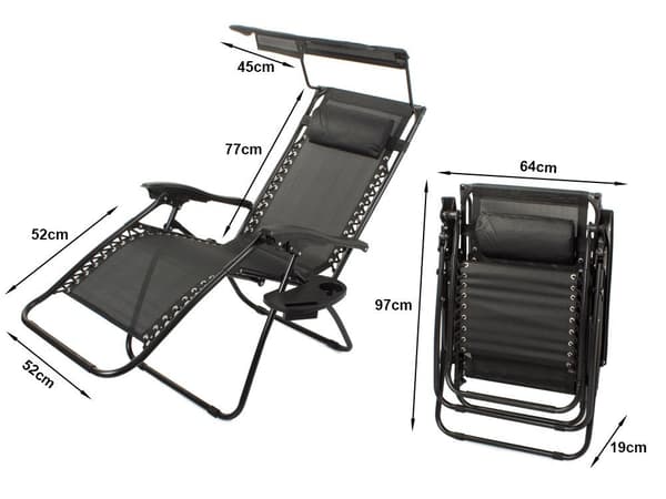 Solstol med Tak / Strandstol - Hopfällbar