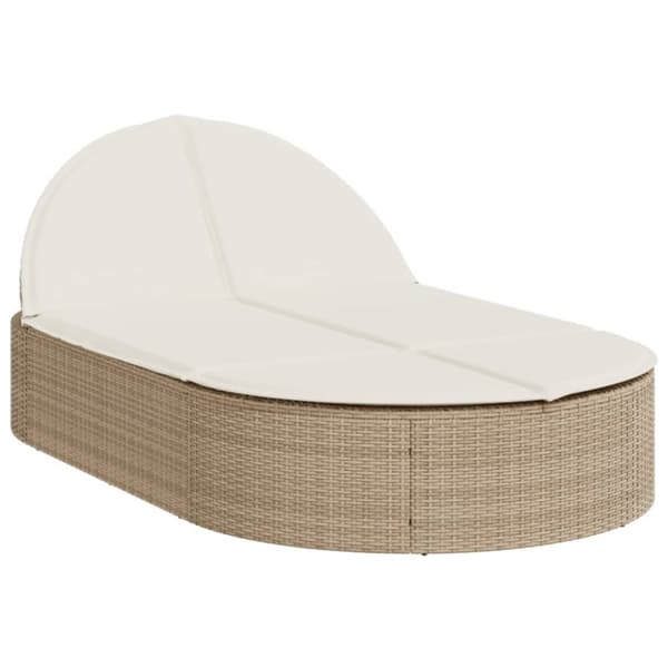 Dubbel solsäng med dynor beige konstrotting