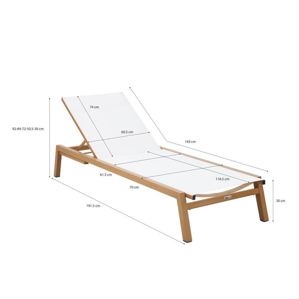 AXI Logan Solstol i trä / Krämfärgad look | Trädgårdssolstol med 5-positioners justerbar aluminiumram | Utomhus / trädgård / pool solstol