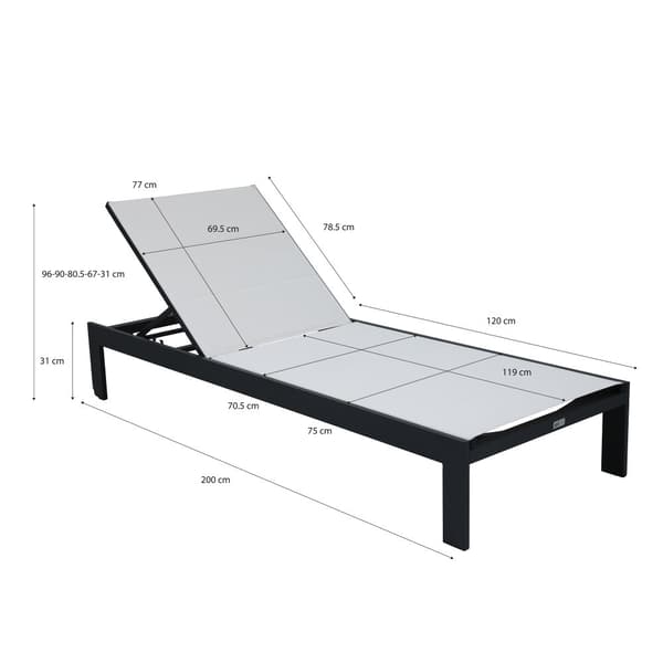 AXI Elio Garden solstol i antracit / grädde | Solstol med 5-positions justerbar aluminiumram | Solstol för utomhusbruk / trädgård / pool