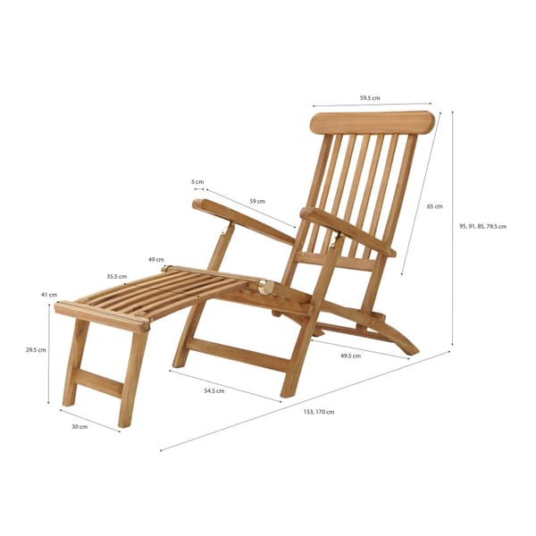 AXI Costa Teak Garden Solstol | Solstolar / Utomhus solstol justerbar til 4 positioner | Havssolstol / Trädgårdssolstol