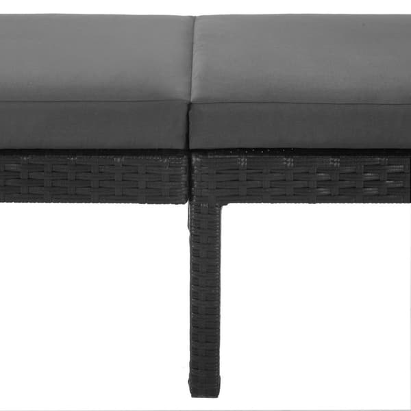 Rootz Black Poly Rattan Solstol - Utomhussäng - Dagbädd - Järnram - Polyestertyg - 59cm x 198cm x 28cm