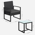 Miniatyrbild 4 av 7: Balkongmöbler - Lounge Set - 2 stolar och bord - svart