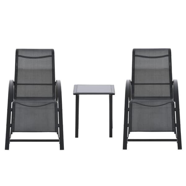 Rootz 3-osainen puutarhatuolisarja - aurinkotuoli - ulkotuoli - Ultimate Comfort - lepotuoli 59x169x66cm & pöytä 41x41x45cm