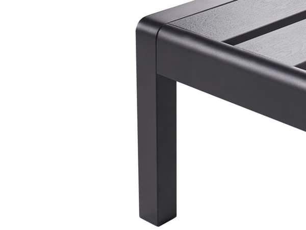 Solstol Svart Plast Trä Aluminiumram Justerbart Lutande Ryggstöd Trädgård Uteplats Strand