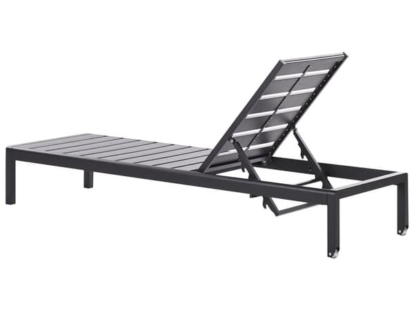 Solseng Sort Plast Aluminium 200 cm Rektangulær Nonwood Liggestol Udendørs Terrasse Justerbar Solstol Vedligeholdelsesfri Drømmeseng