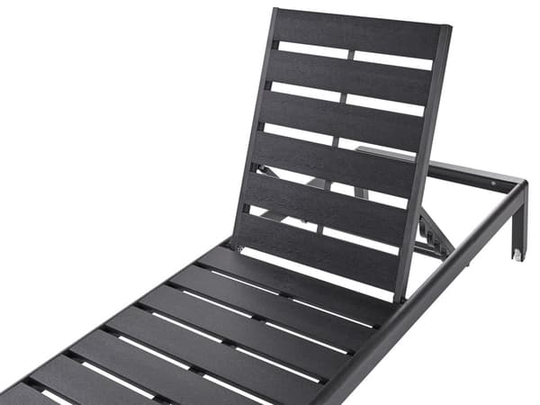 Solseng Sort Plast Aluminium 200 cm Rektangulær Nonwood Liggestol Udendørs Terrasse Justerbar Solstol Vedligeholdelsesfri Drømmeseng