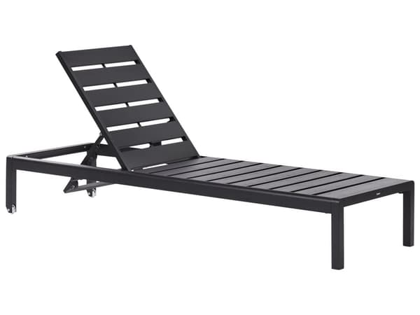 Solseng Sort Plast Aluminium 200 cm Rektangulær Nonwood Liggestol Udendørs Terrasse Justerbar Solstol Vedligeholdelsesfri Drømmeseng
