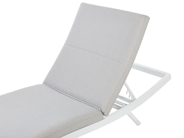 Sett med 2 solsenger Lysegrå Hvit Stoff Aluminium Justerbar ryggstøtte Polstret med Quick Dry-skum Moderne stil Hage Hagestol