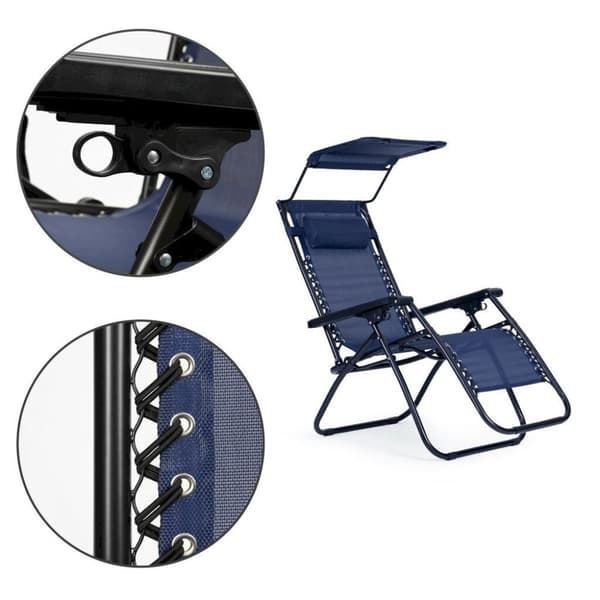 Viking Choice Zero Gravity Solstol med solskydd, bord och dryckeshållare - Blå