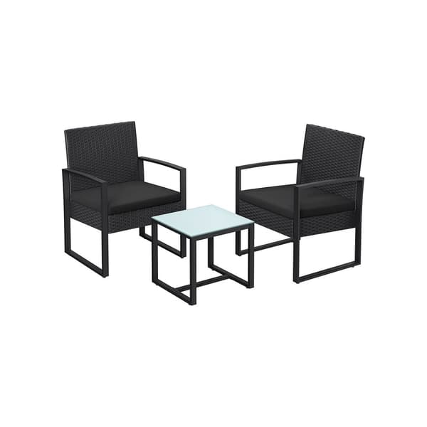 Trädgårdsuppsättning - balkongstolar med bord - lounge set - svart