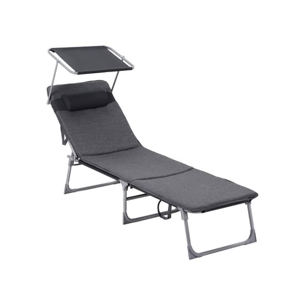 Lounger - Lounge stol med nackstöd och solvisir - vikning - mörkgrå