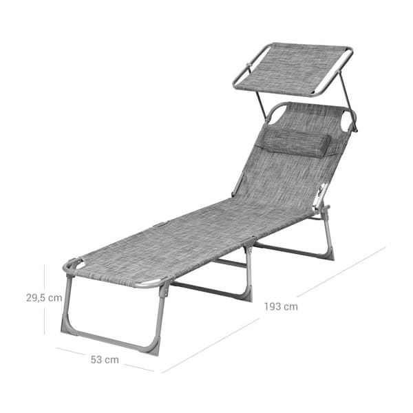 Puutarhatuoli - Lounger markiisi - säädettävä selkänoja - harmaa