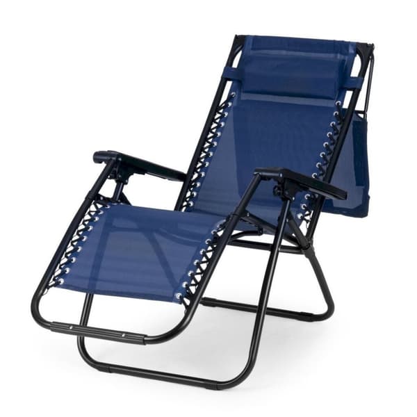 Viking Choice Zero Gravity Solstol med Solskydd - Bärbar, Justerbar, Blå - Perfekt för Resenärer