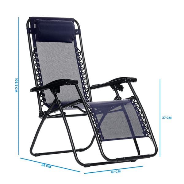 Zero Gravity Have-stol med Liggeposition, Organizere & Foldbart Design - Mørkeblå