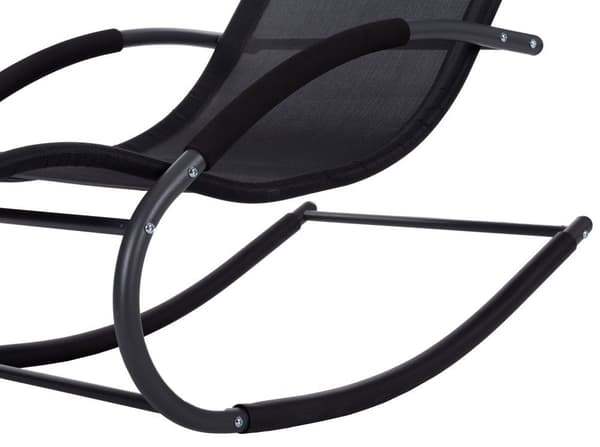 Modern Svart Stål Gungstol med Nackstöd - Zero Gravity Design för Ultimat Avkoppling