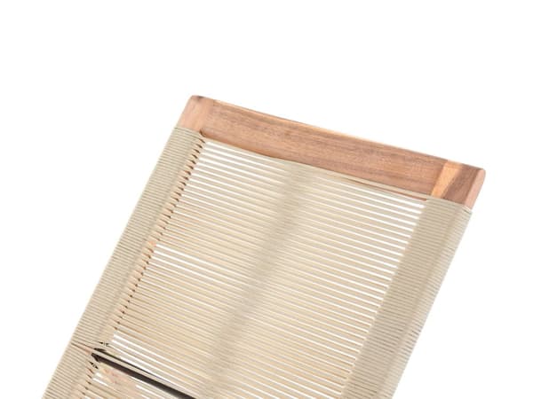 Solstol Beige Akaciaträ Lutande Rep Utomhus Patio Solsäng