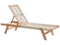 Miniatyrbild 1 av 9: Solstol Beige Akaciaträ Lutande Rep Utomhus Patio Solsäng