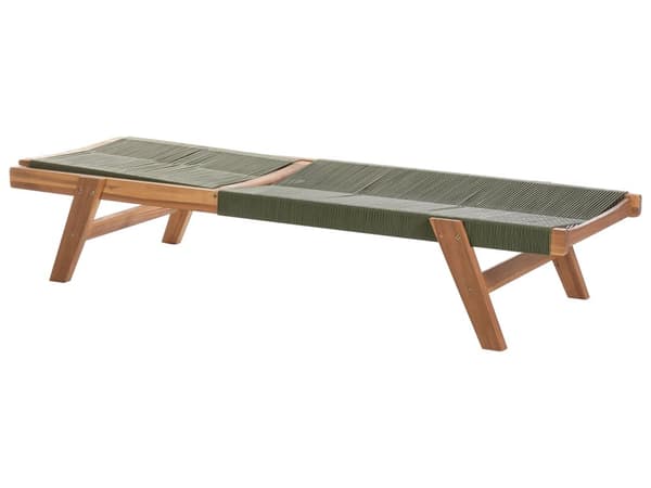 Solstol Grön Akaciaträ Lutande Rep Utomhus Patio Solsäng