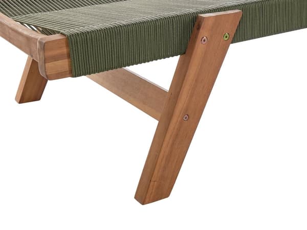 Solstol Grön Akaciaträ Lutande Rep Utomhus Patio Solsäng
