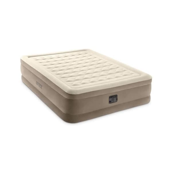 Luftmadrass - Intex - Ultra Plush Fiber Tech - 152x203x46 cm - Elektrisk Pump - Inbyggd Kudde
